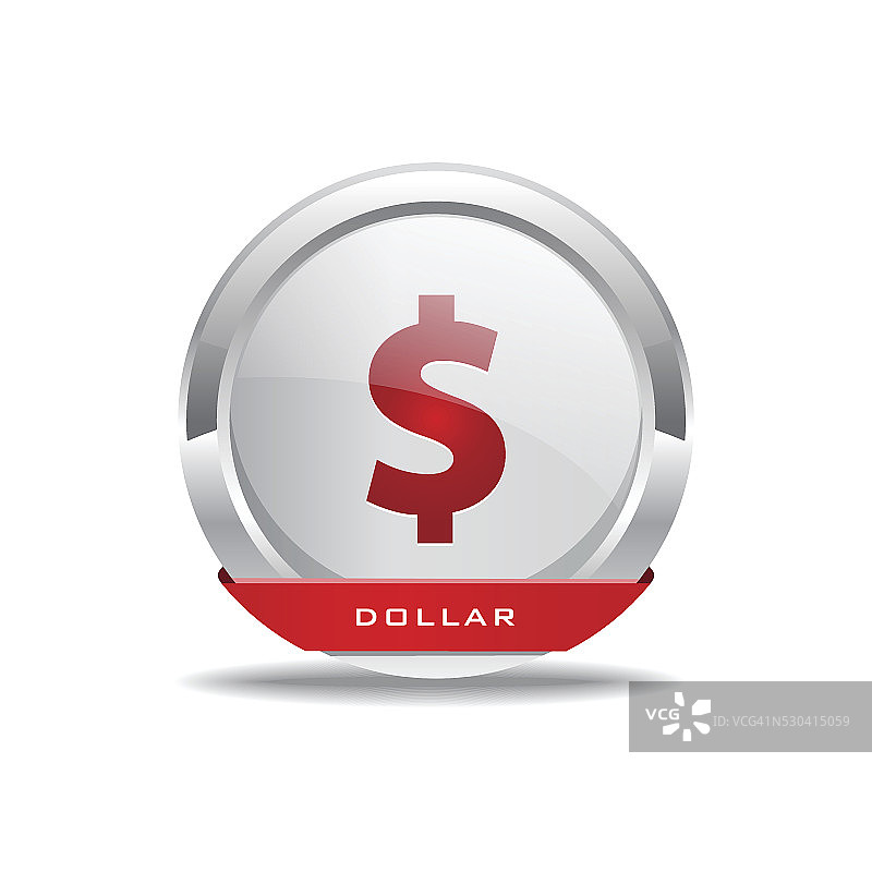 美元货币符号圆形红色矢量网页按钮图标图片素材