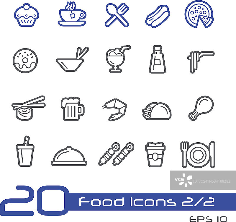 食品图标设置2 -线系列图片素材