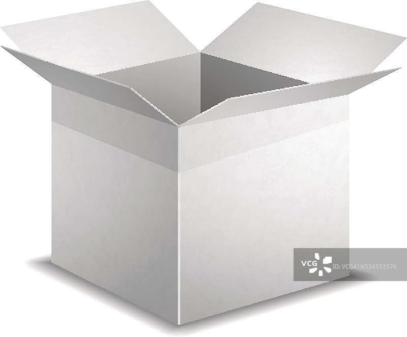 孤立的现实开放的白色盒子与阴影图片素材