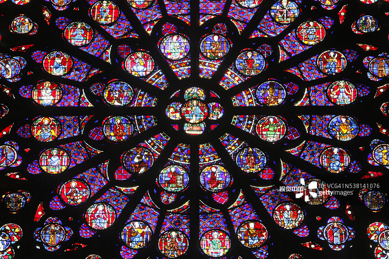 巴黎圣母院大教堂南玫瑰窗图片素材