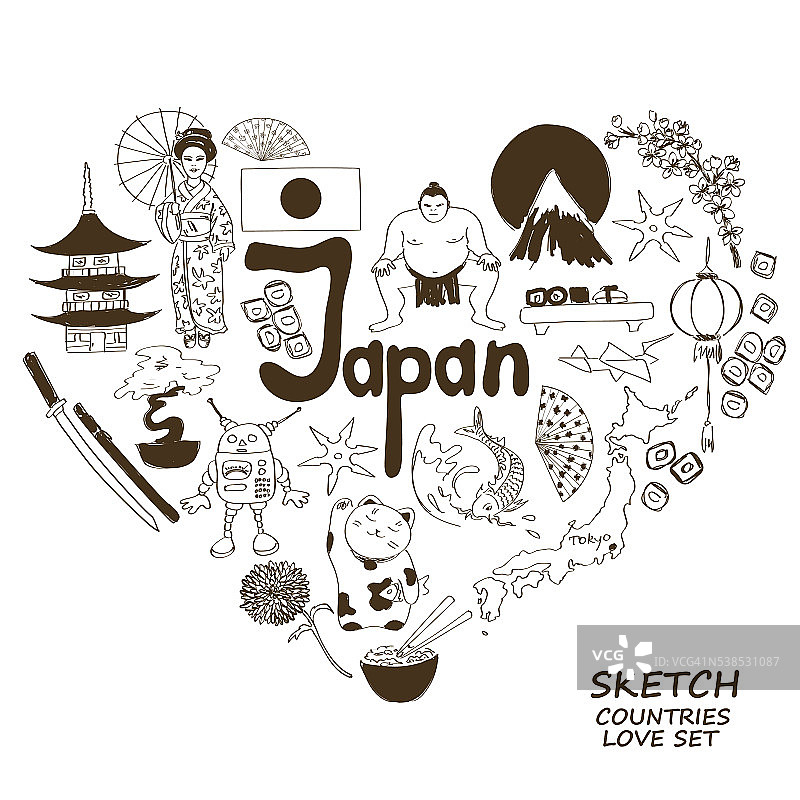 日本符号的心形概念图片素材