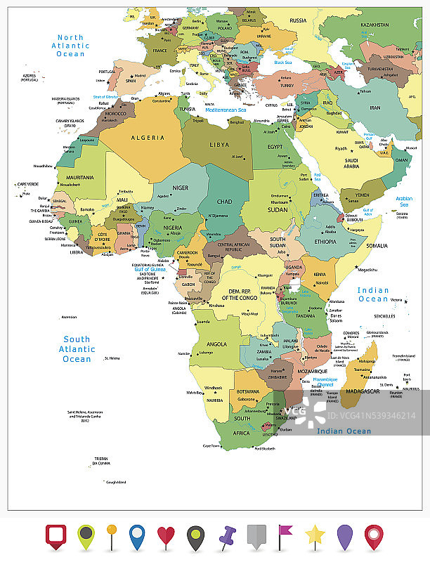 非常详细的非洲政治地图图片素材