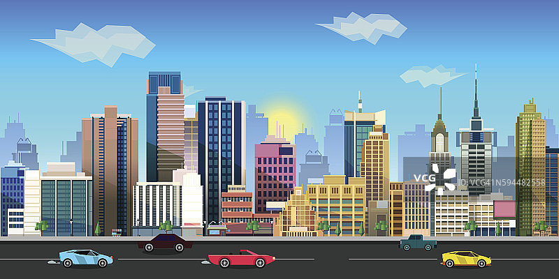城市游戏背景2d应用。矢量设计。图片素材