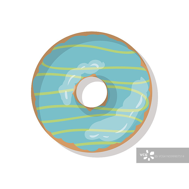 美味的蓝色甜甜甜圈图标，点缀在白色上图片素材