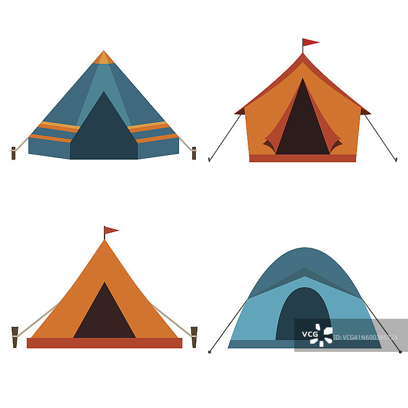 露营帐篷矢量图标的集合图片素材