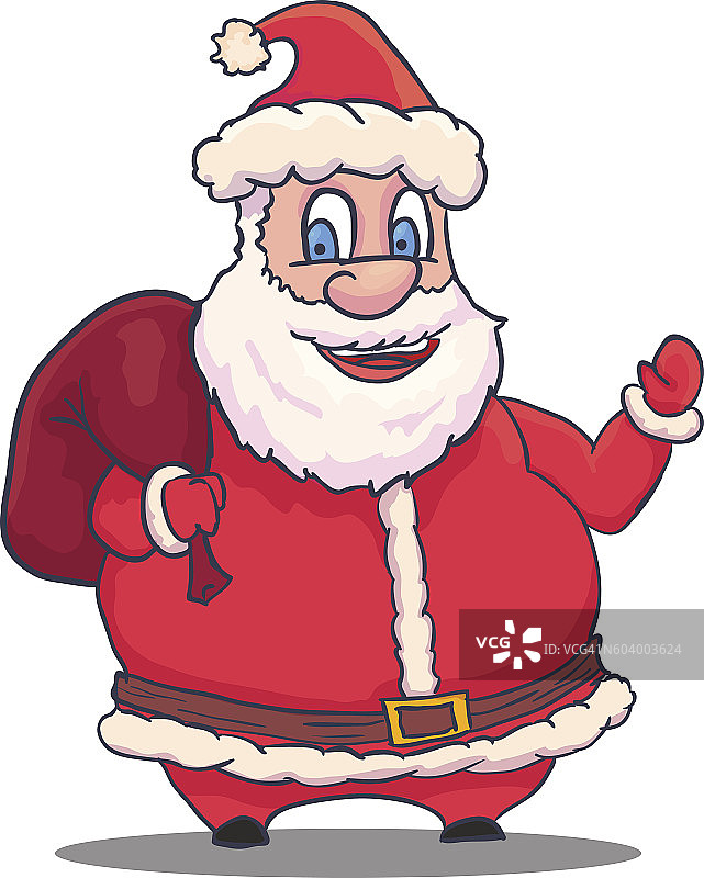 卡通圣诞老人人物在白色的背景。向量图片素材