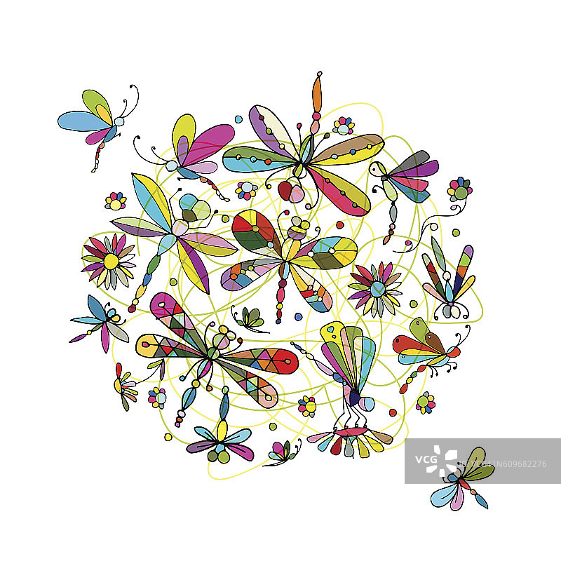 蜻蜓系列，为你的设计草图图片素材