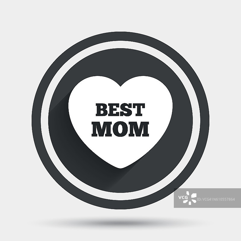 最好的妈妈标志图标。心的爱的象征。图片素材