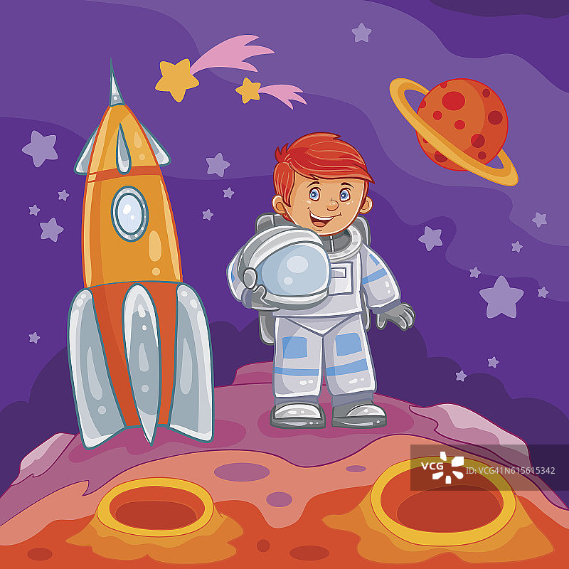 矢量插图的一个小男孩宇航员图片素材