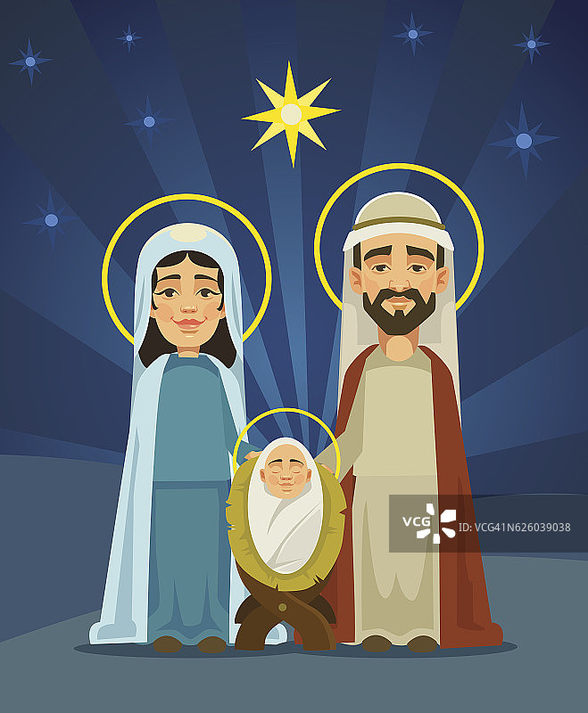 基督诞生的场景。神圣的家庭。基督的诞生图片素材