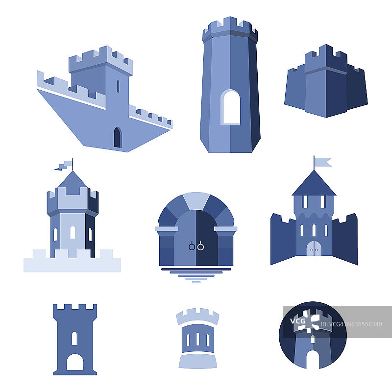 城堡塔，王国要塞和城堡门图片素材