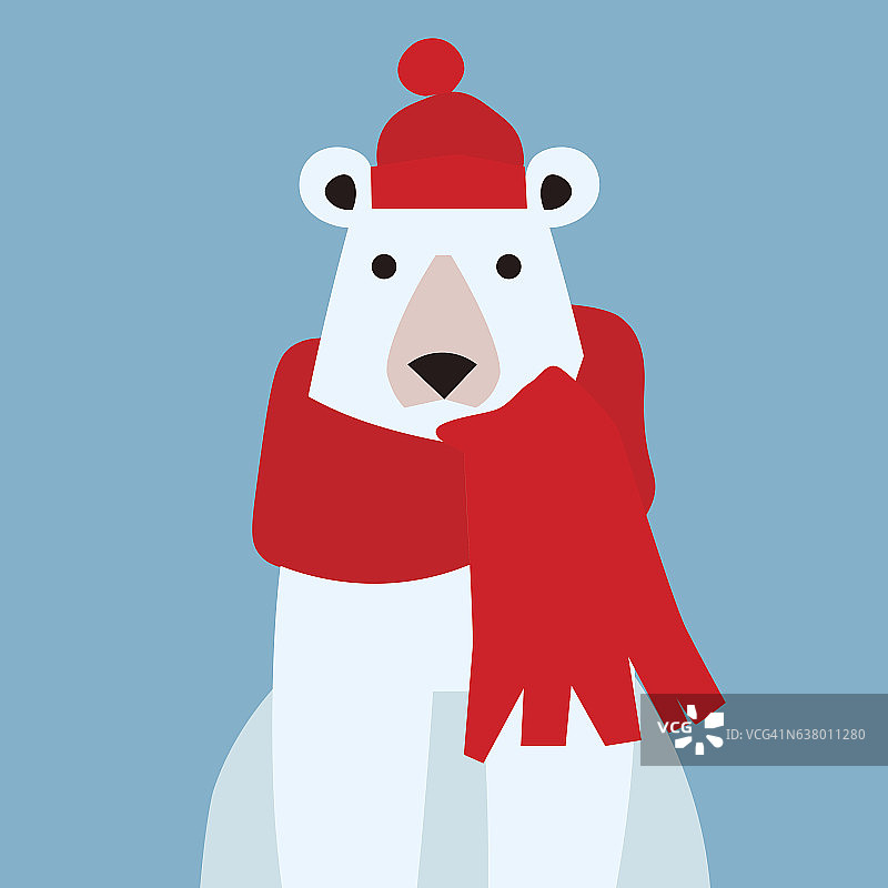 卡通可爱的北极熊动物。向量图片素材