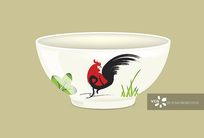 公鸡饭碗-插图图片素材