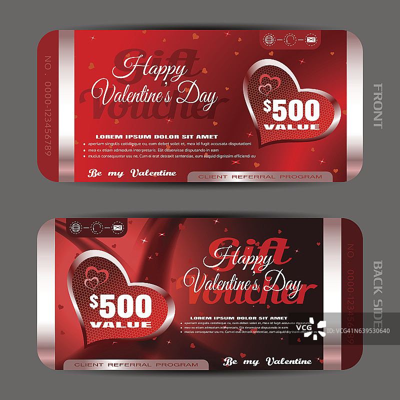 矢量情人节快乐的礼品券上的红色梯度图片素材