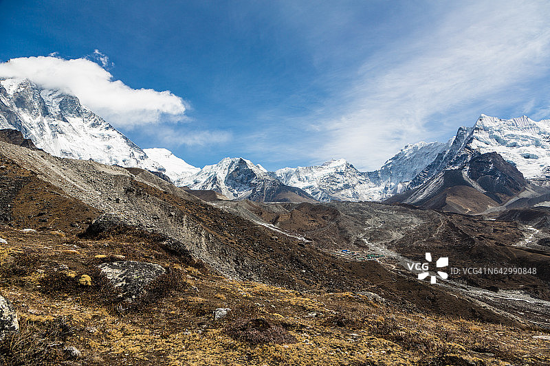 Numptse(7861米)峰，位于尼泊尔Khumbu地区的珠穆朗玛峰大本营步道Dingboche附近图片素材