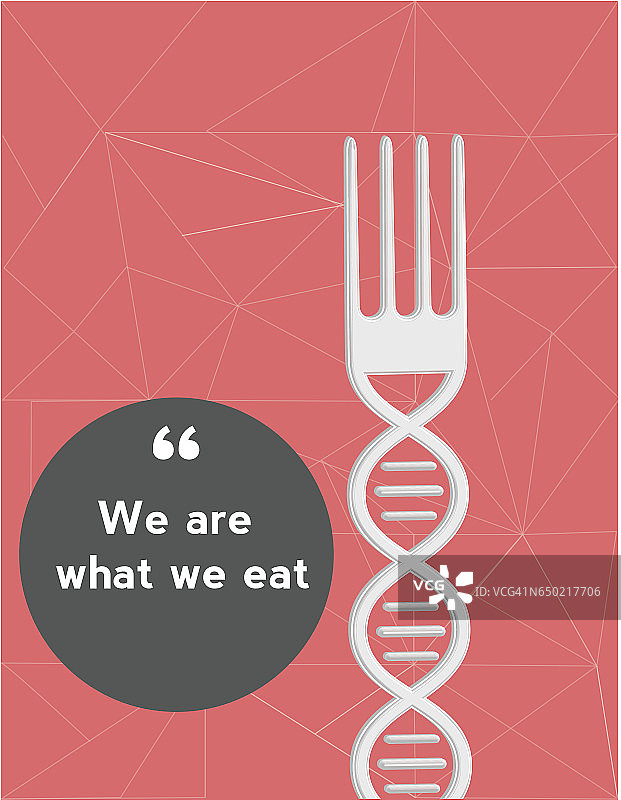 我们吃什么就是什么概念。矢量3d插图的DNA叉图片素材