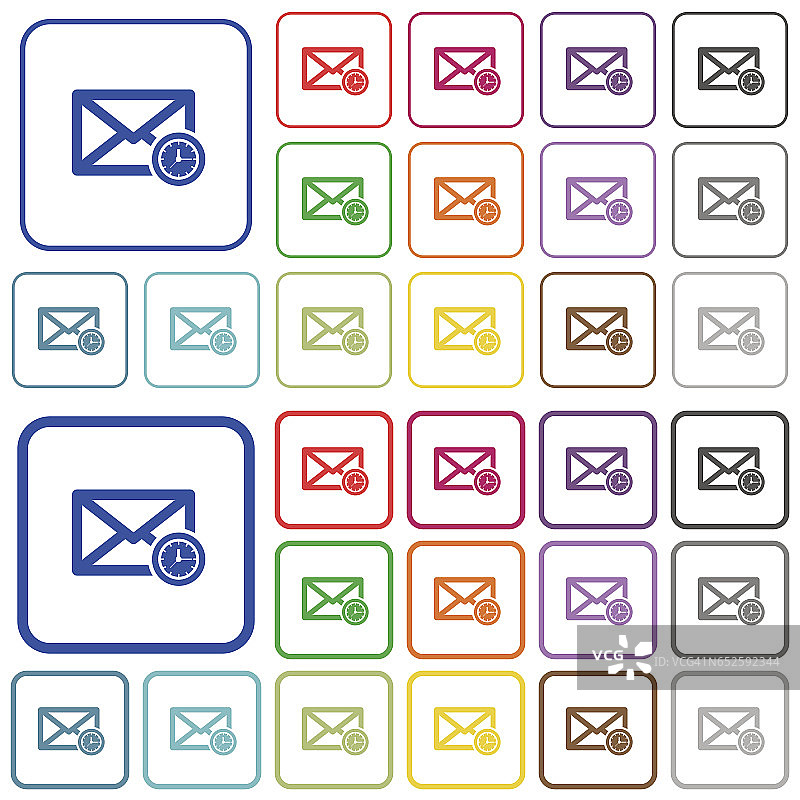 排队邮件概述的平面颜色图标图片素材