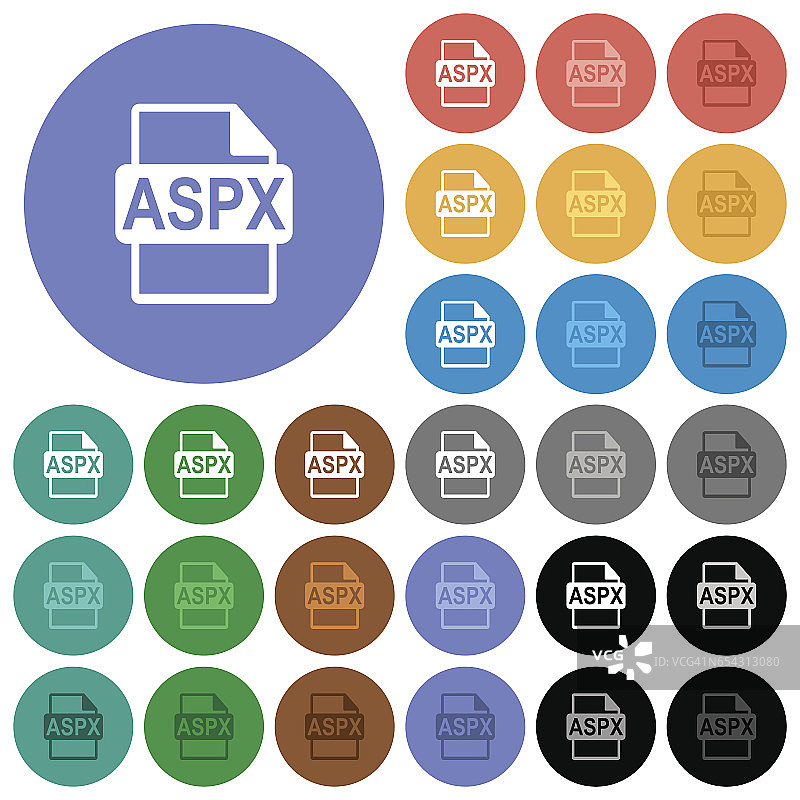ASPX文件格式圆形平面多色图标图片素材