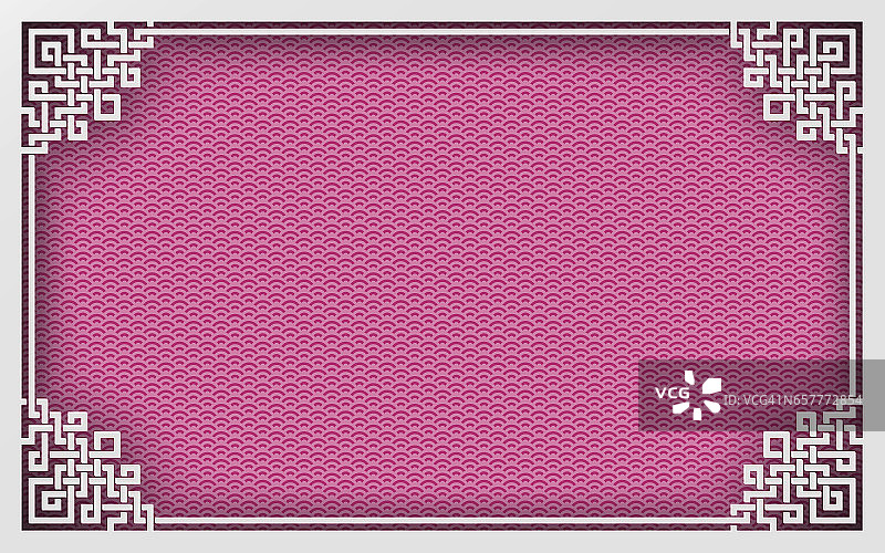 中国长方形框架上的粉红色图案东方背景贺卡图片素材