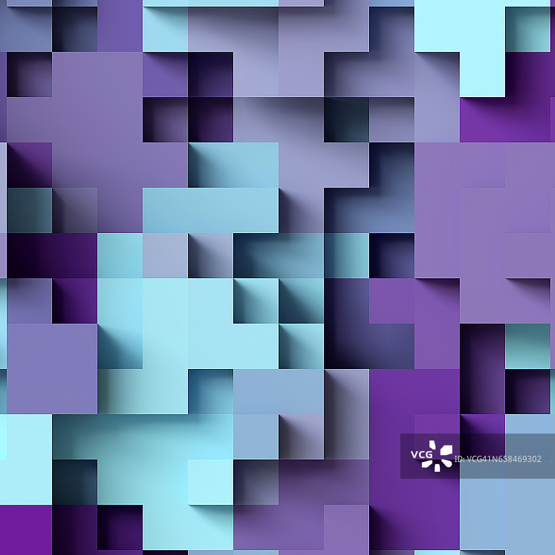 三维渲染，抽象几何背景，彩色构造器，逻辑游戏，立方马赛克，等角墙纸，紫色结构，立方体图片素材