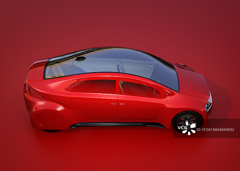 侧面的红色自动车辆在深红色背景图片素材