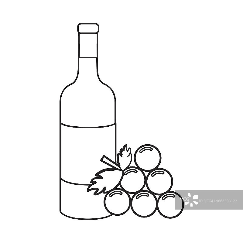 一行葡萄酒与葡萄串图标图片素材
