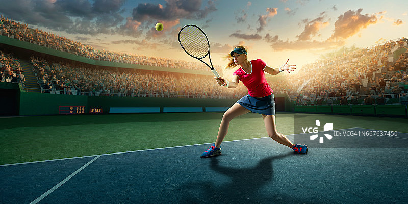 网球:运动中的女运动员图片素材