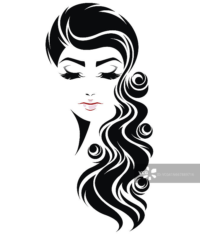 长发是女性造型的标志，象征着女性脸上的白色背景图片素材