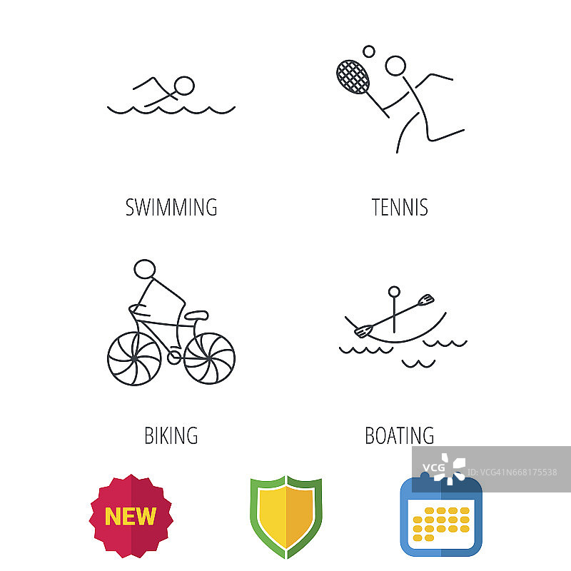 游泳、网球和自行车偶像。图片素材