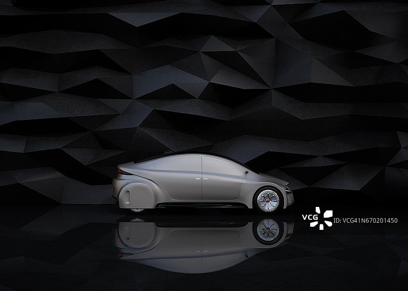 在抽象背景上的银色自动汽车侧视图图片素材