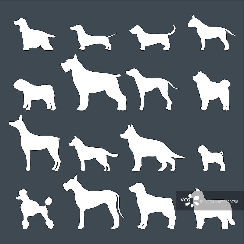 有趣的卡通狗角色面包白色剪影在卡通风格矢量插图图片素材