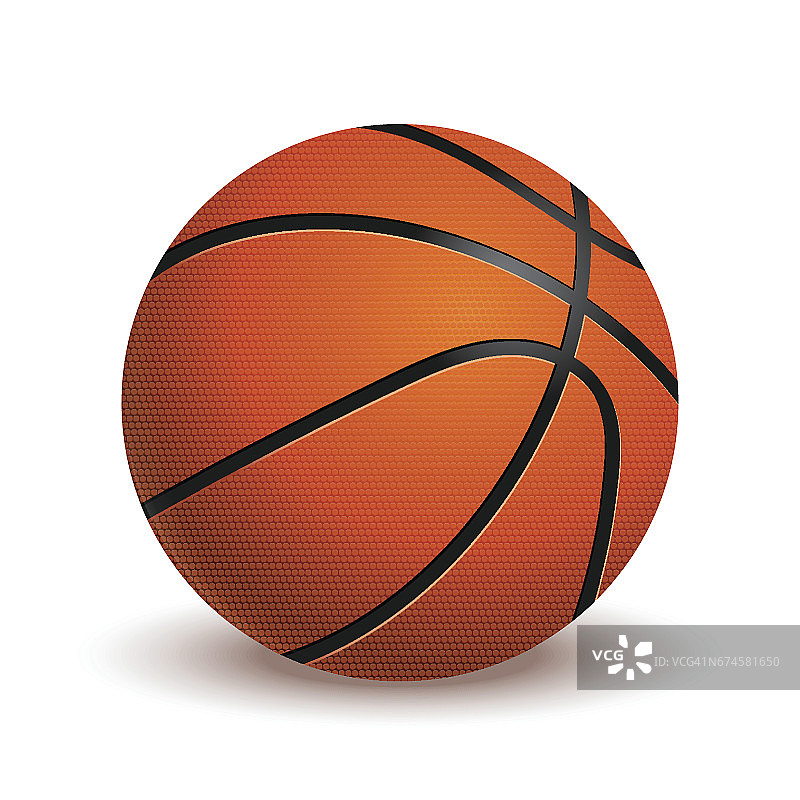 在白色背景上孤立的篮球。现实的矢量图。图片素材