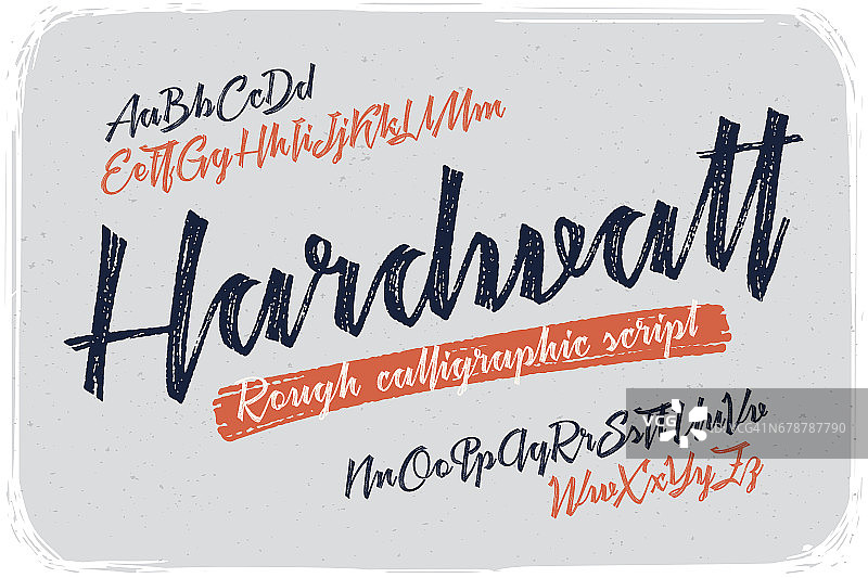 粗糙版本的书法手写字体命名为“Hardwatt”与连接的字母。图片素材
