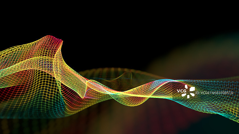 抽象波浪结构科学背景的三维插图图片素材