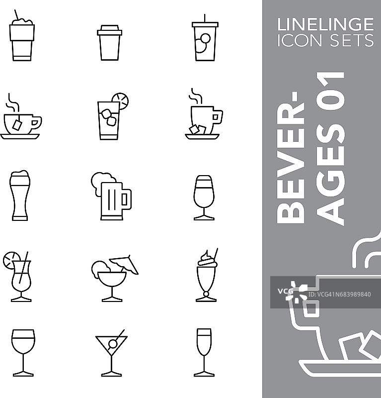 Linelinge Beverages 01细线图标设置图片素材