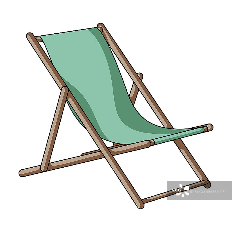 在海滩上做日光浴的座位。夏季休息单图标在卡通风格向量符号股票插图。图片素材