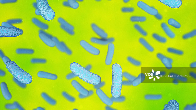 近距离3d显微镜下的蓝色细菌图片素材