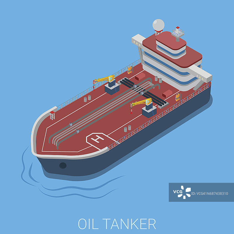 石油、石油运输远洋油轮平面三维网等距信息图概念向量。燃气动力能源行业详细资料收集。图片素材