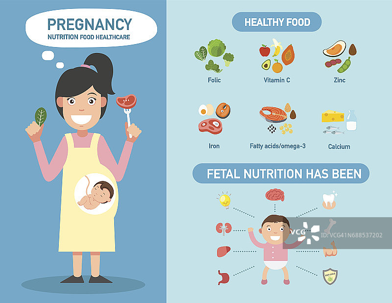 孕期营养食品保健信息图表，插图。图片素材