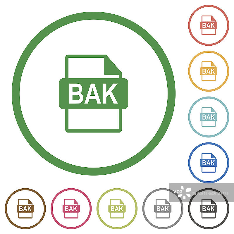 BAK文件格式的平面图标与轮廓图片素材