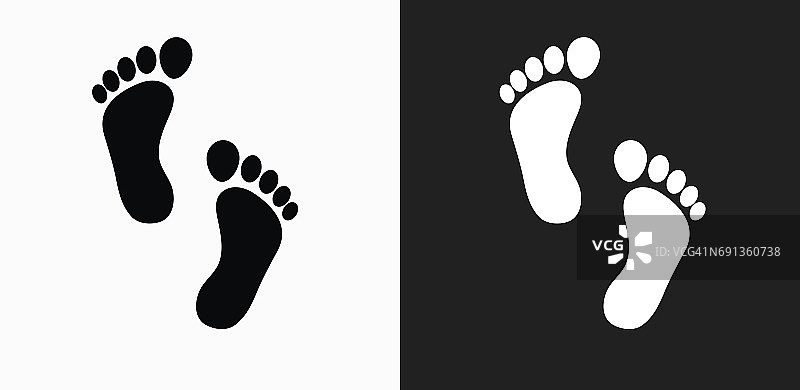 脚印图标上的黑色和白色矢量背景图片素材