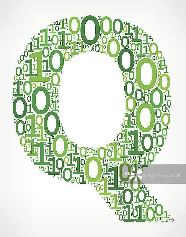 字母Q二进制码0 1向量图标背景图片素材