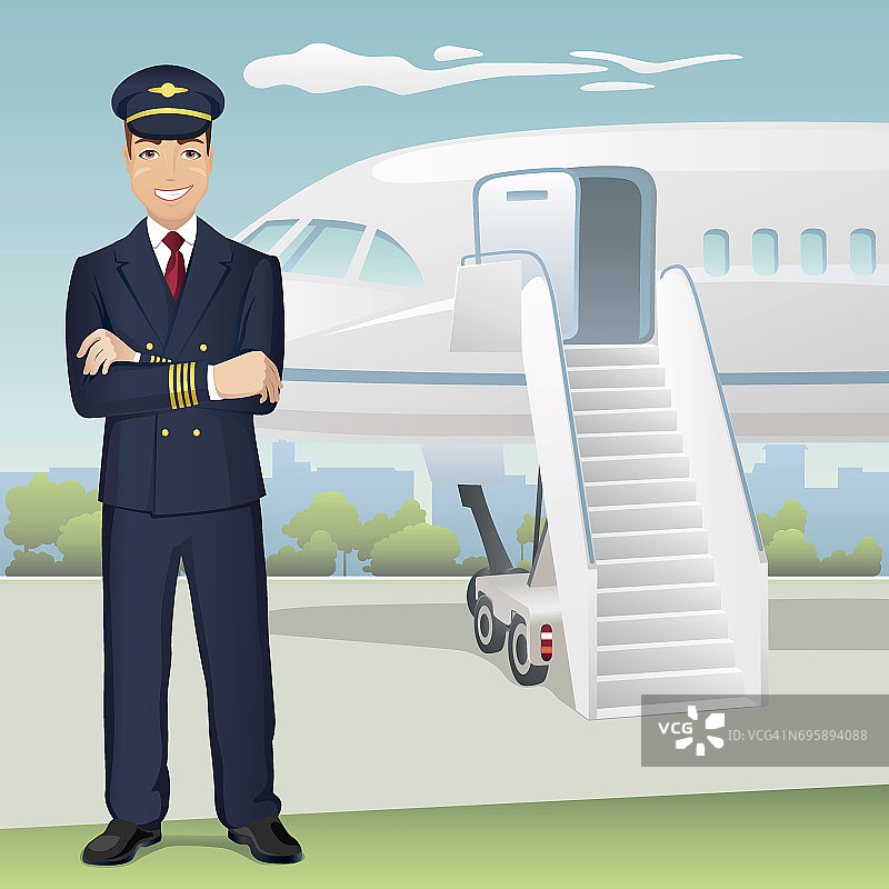 商业航空公司飞行员与飞机的背景图片素材