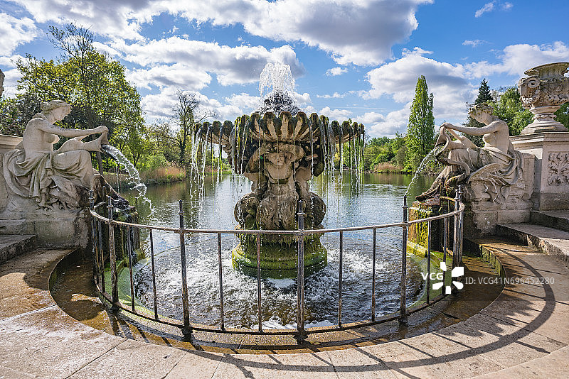 英国，伦敦，海德公园，肯辛顿花园，意大利花园，喷泉图片素材