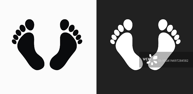脚印图标在黑色和白色矢量背景图片素材