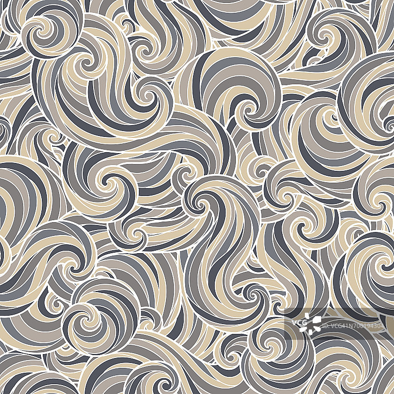 无缝抽象手绘波浪图案图片素材