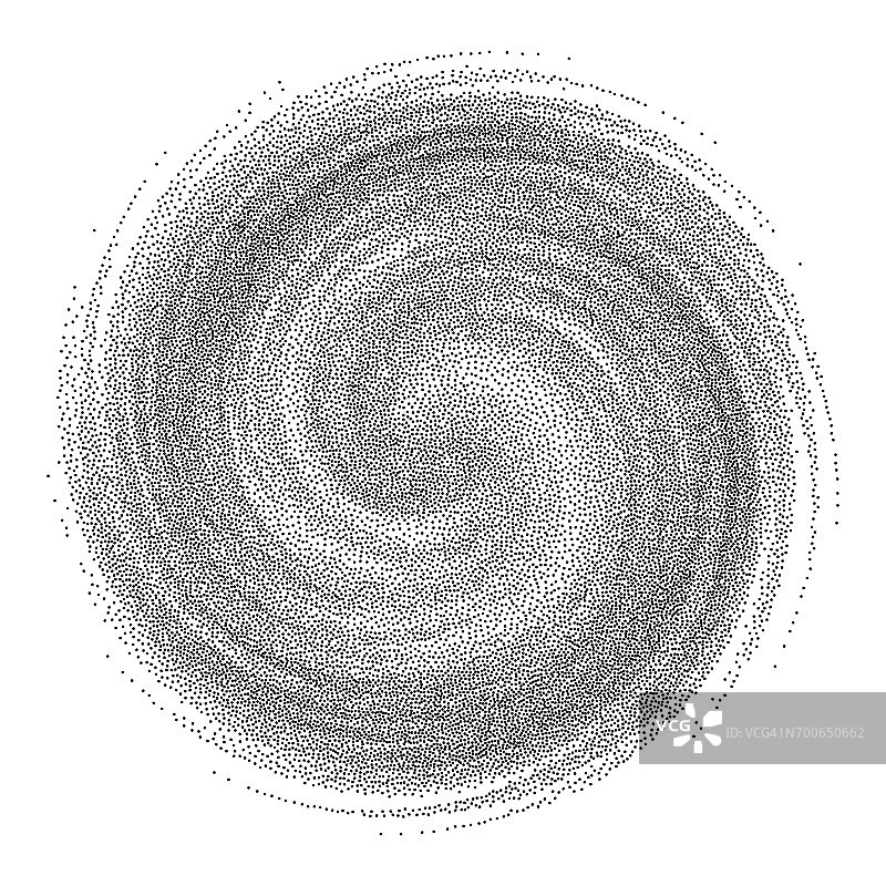 漩涡的元素。黑白颗粒点状设计。点画矢量插图。图片素材