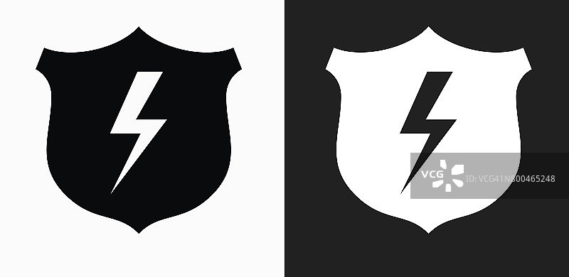 盾牌和闪电图标上的黑色和白色矢量背景图片素材