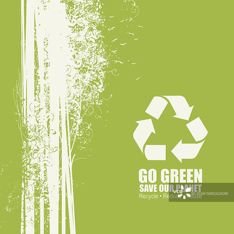 绿色循环，减少再利用的生态海报概念图片素材
