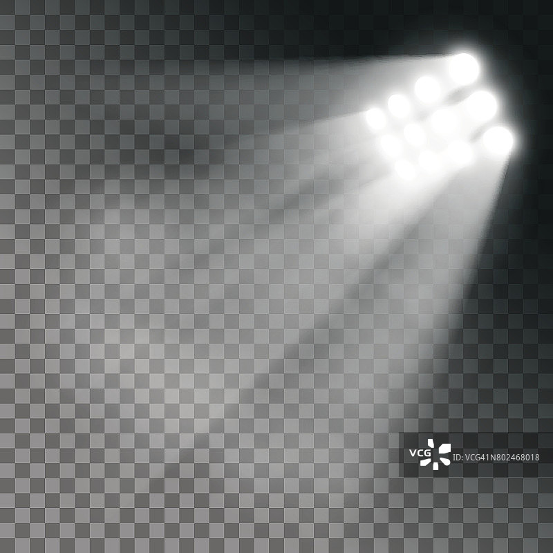 体育场灯光效果在一个透明的背景。图片素材